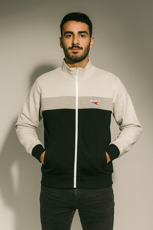 Black and White Reebok Cut and Sew Zip Jacket