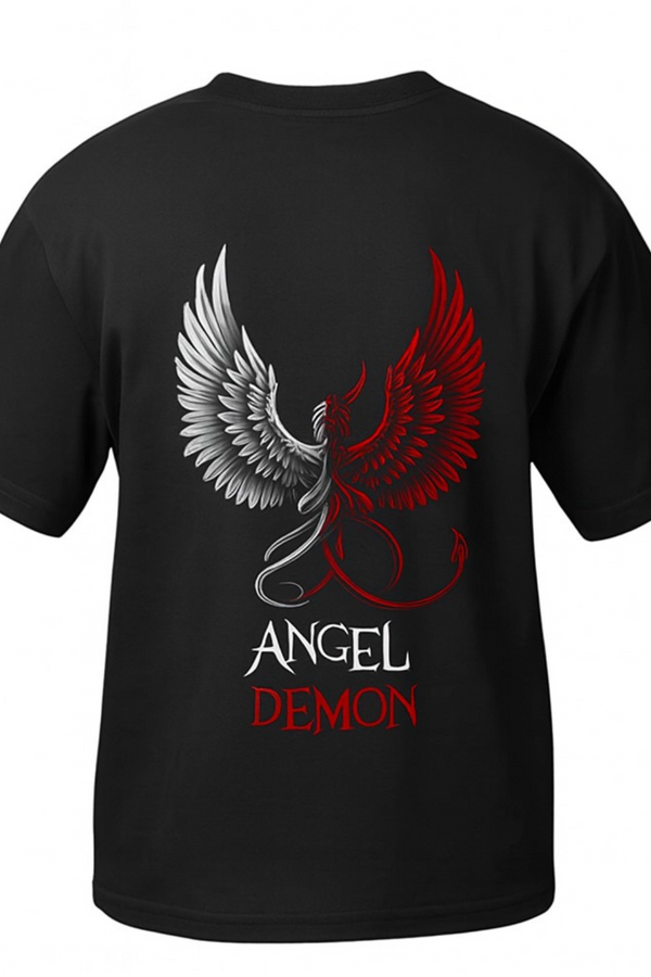 Minimalist Black Tee with Duality Graphic - New Collection