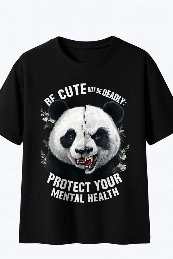 Minimalist Bold T-Shirt with Duality Panda Print - New Collection